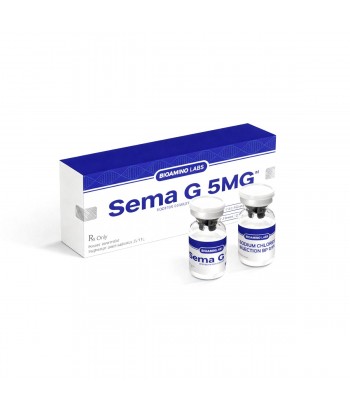 Vial de semaglutida 5 mg Sema G de BioAmino Labs con cloruro de sodio